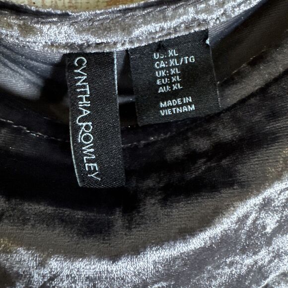 Women's Cynthia Rowley Sleeveless Crushed Silver Gray Velvet Top Sz XL Lovely - Picture 2 of 6